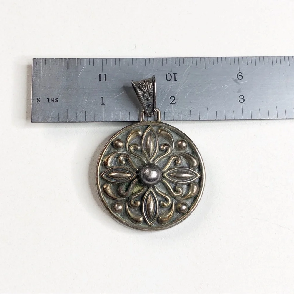 MWS Mexico Sterling Silver Floral Design Pendant - Picture 5 of 6